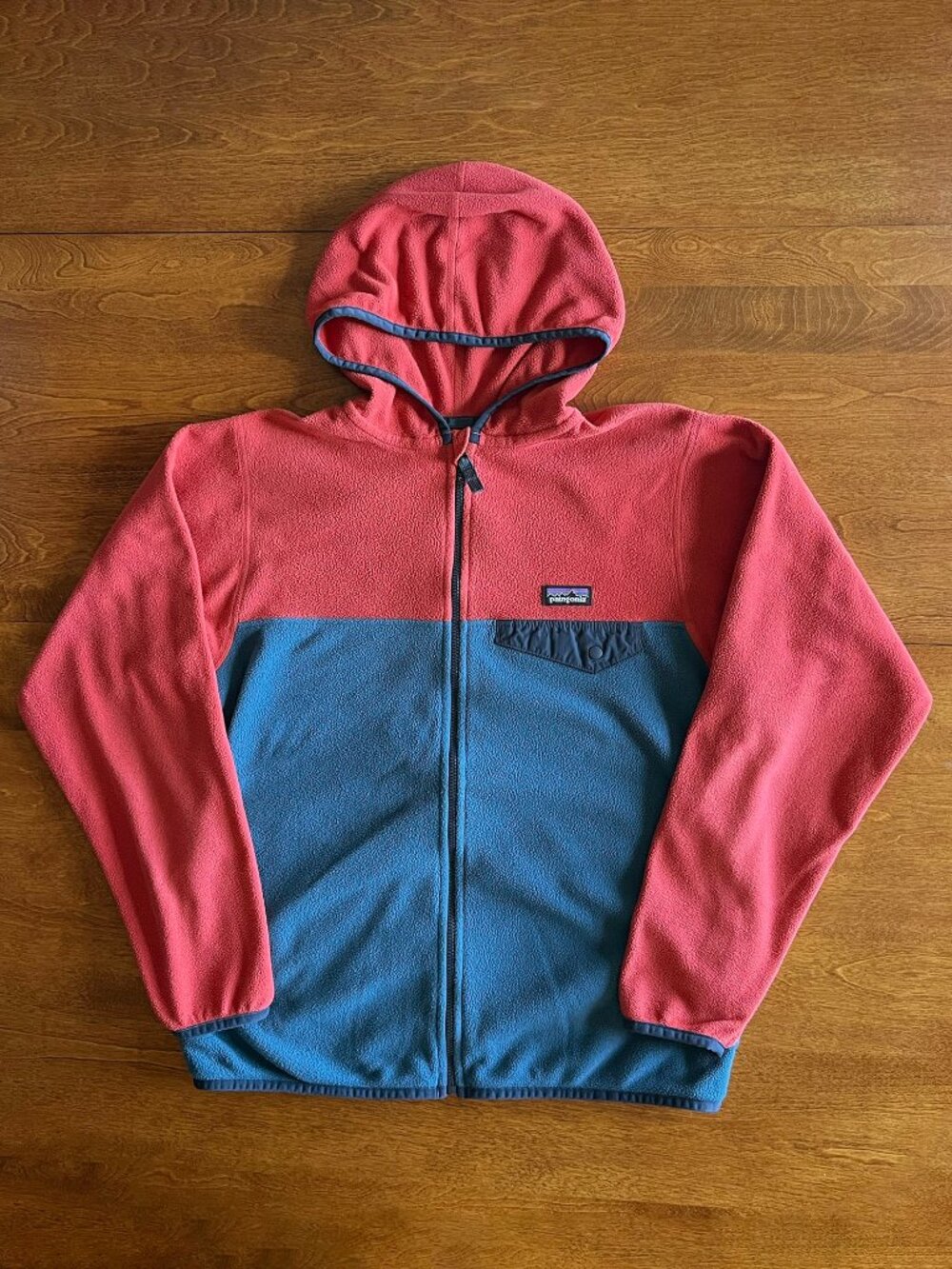 Patagonia red and blue fleece hoodie XL 14